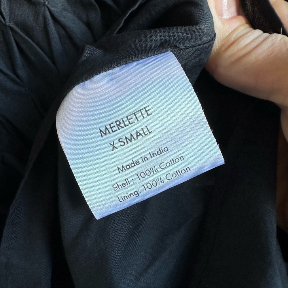 NWOT Merlette Black Cotton Sleeveless Smocked Midi Dress Pockets​​​​​​​ - Picture 5 of 8